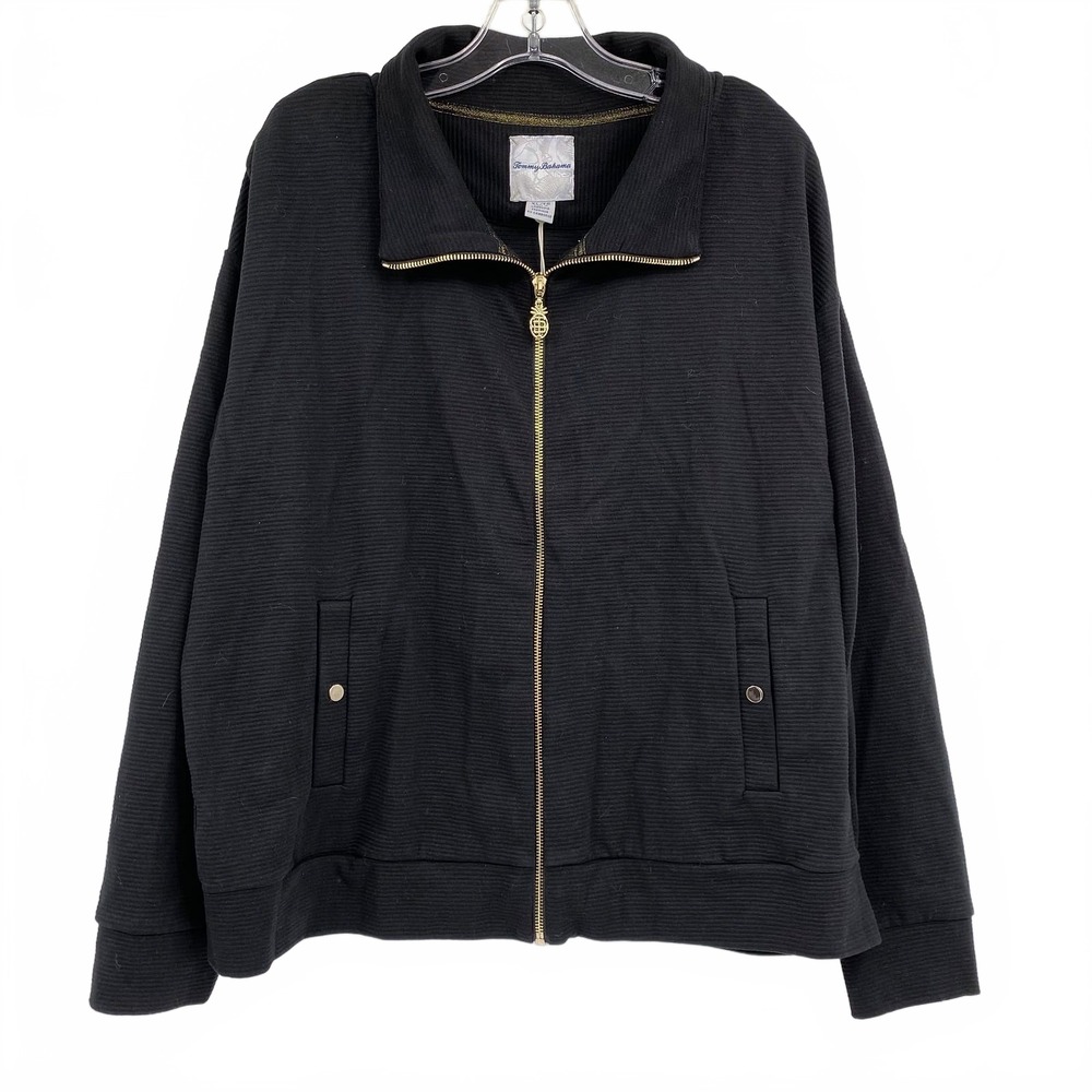 Tommy Bahama Black Gold Knit Ottoman Zip-Up Jacket | Women’s XL